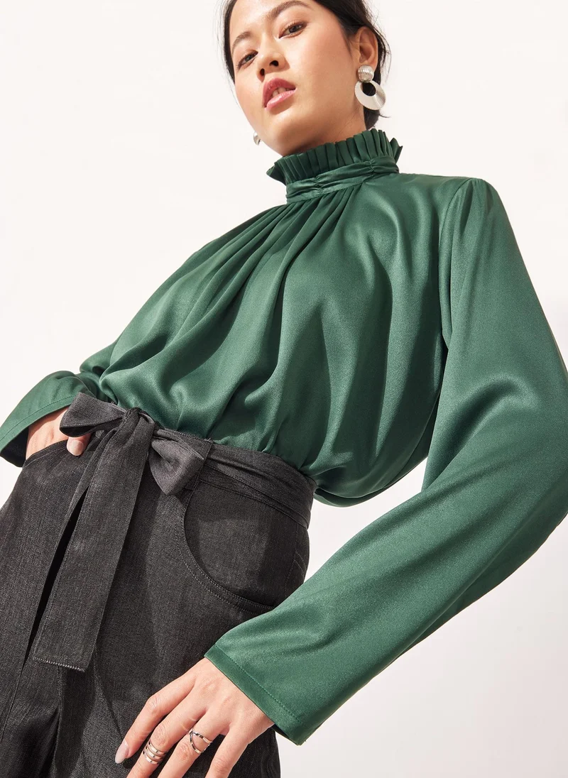 ذا ليبل لايف بنطلون واسع الأرجل بحزام رمادي داكن